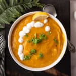 3 ingredient butternut squash soup in a bowl
