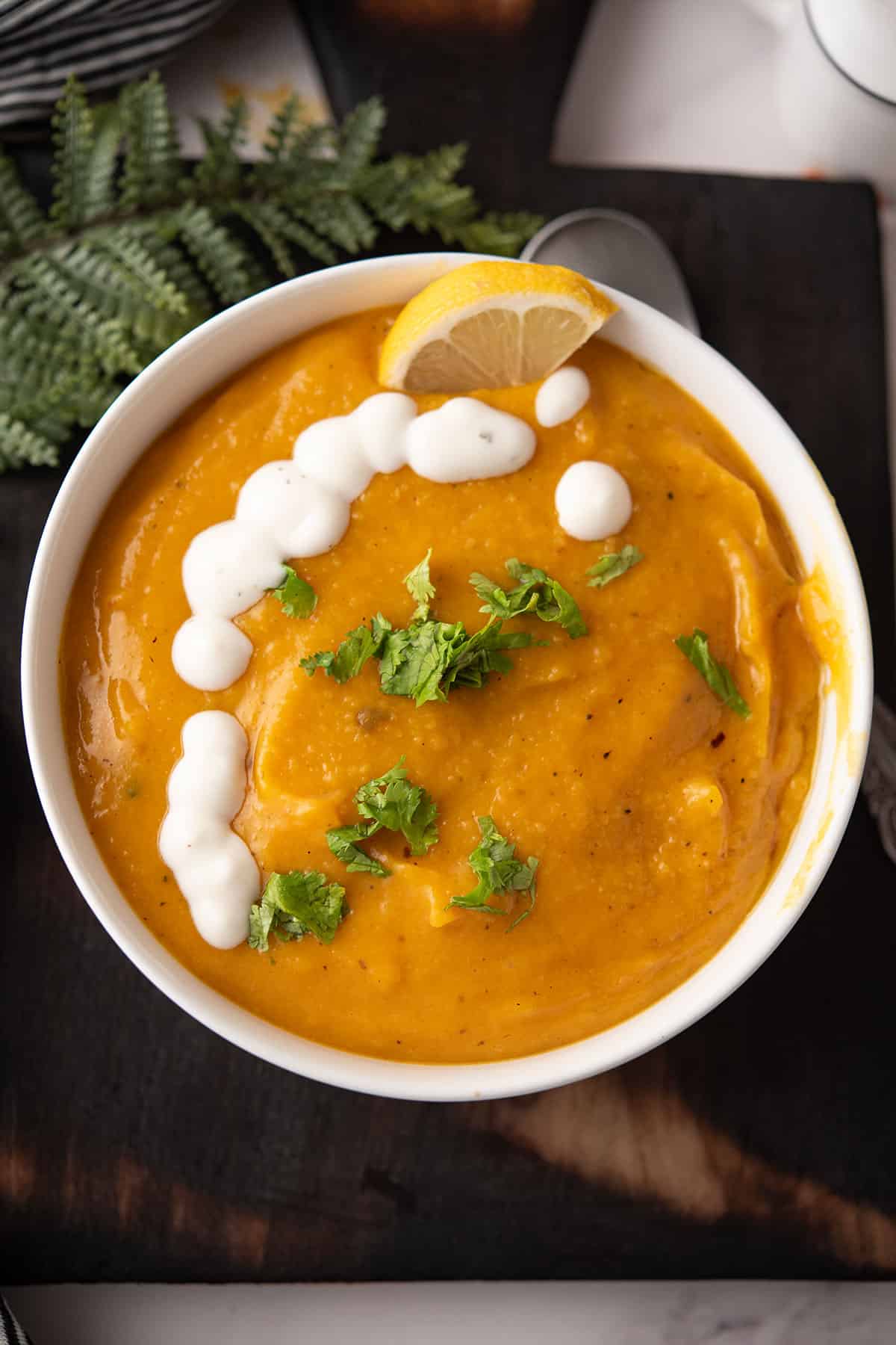 3 ingredient butternut squash soup on chilly day