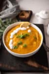 3 ingredient butternut squash soup in a bowl