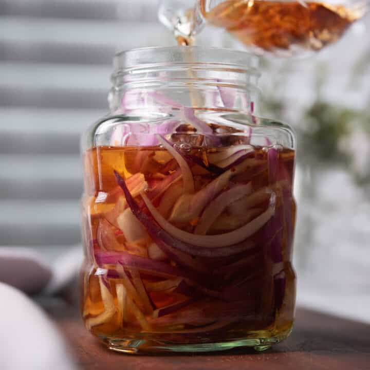 Spicy Pickled Onions are a versatile condiment you can eat straight from the jar. These are crunchy