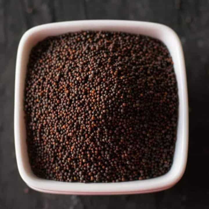 black mustard seeds in a bowl