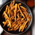 japanese sweet potato fries air fryer in a plate