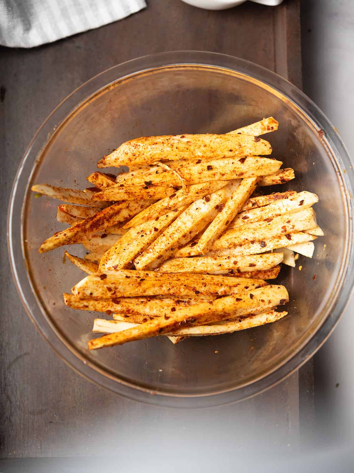 step 2 - combining spices, for making Japanese sweet potato fries