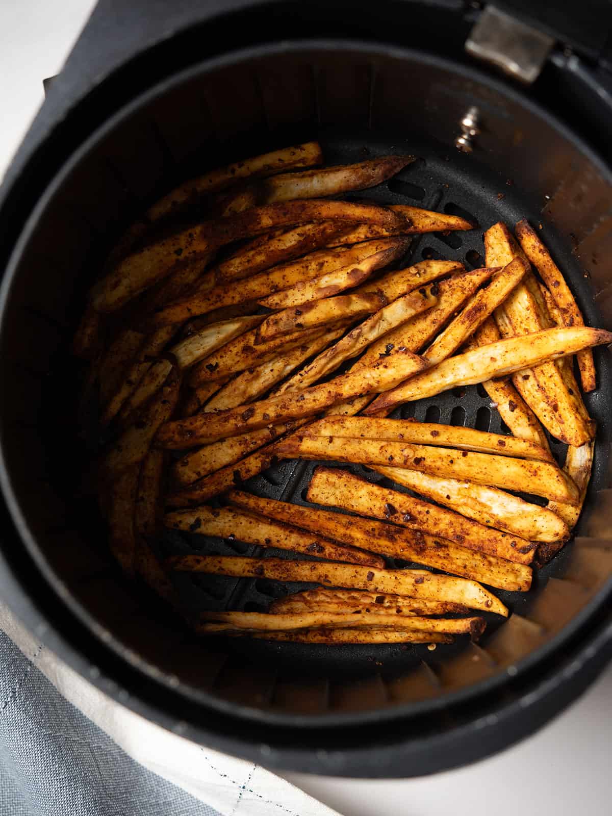 step 4 - air frying basket for making Japanese sweet potato fries