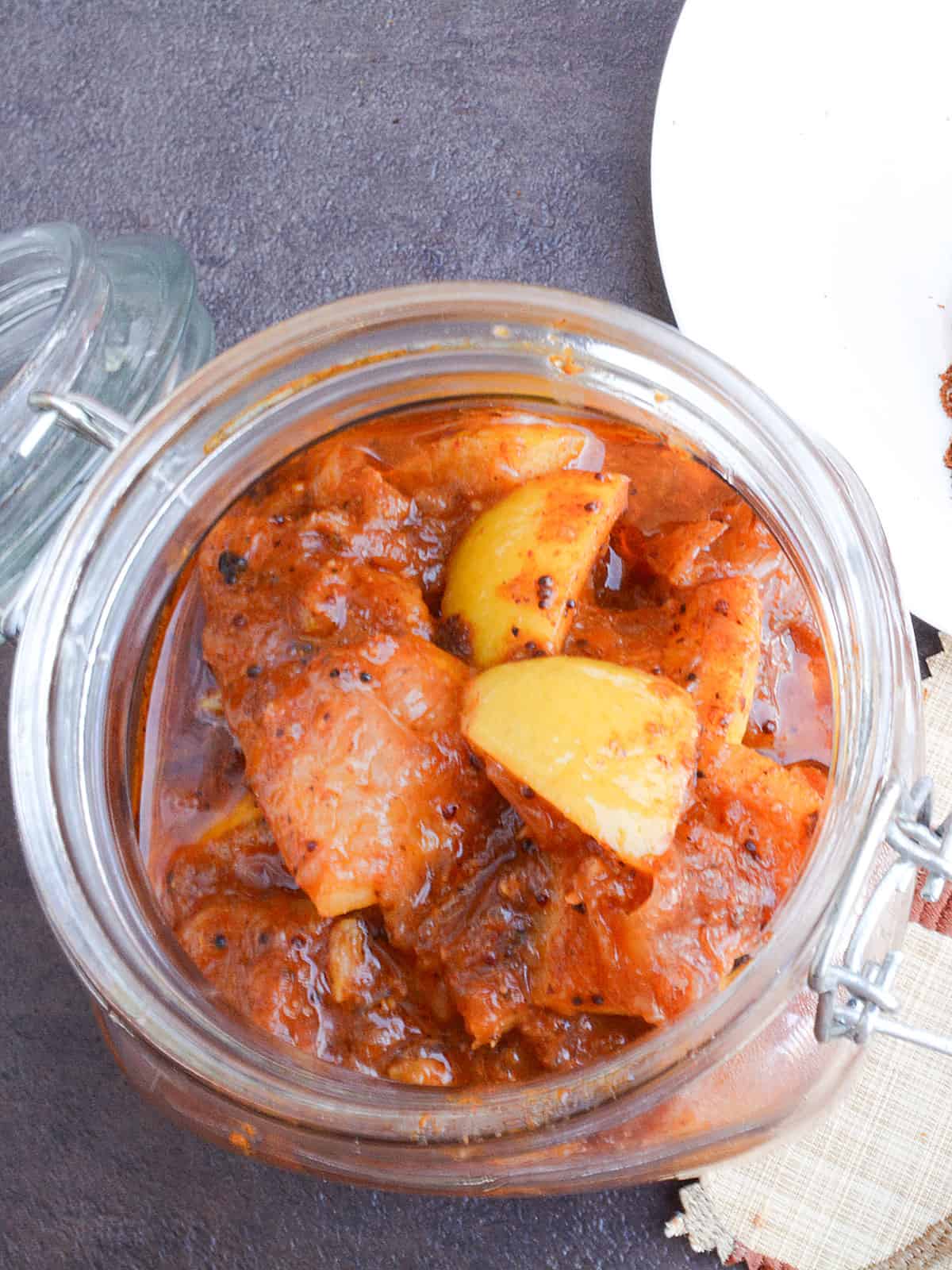 south indian lemon pickle in the jar