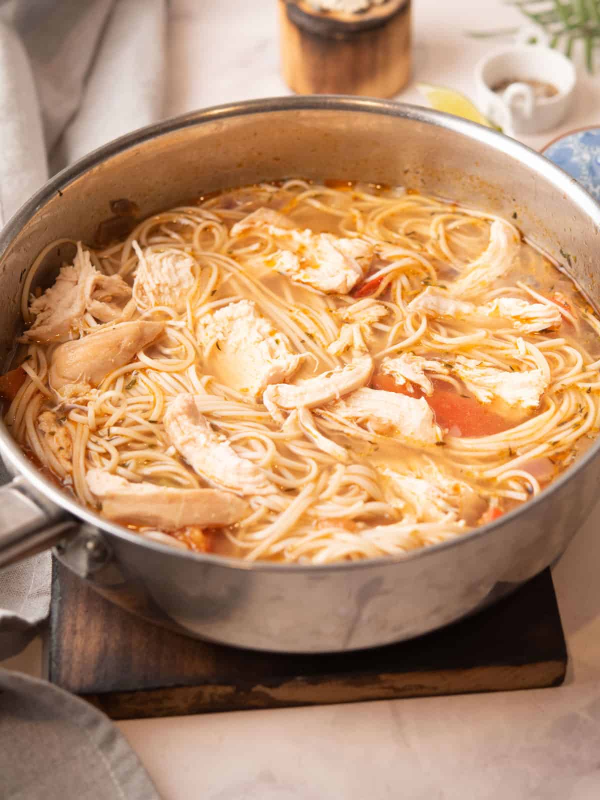 leftover for making Spicy chicken noodle soup is packed for tommorrow's lunch
