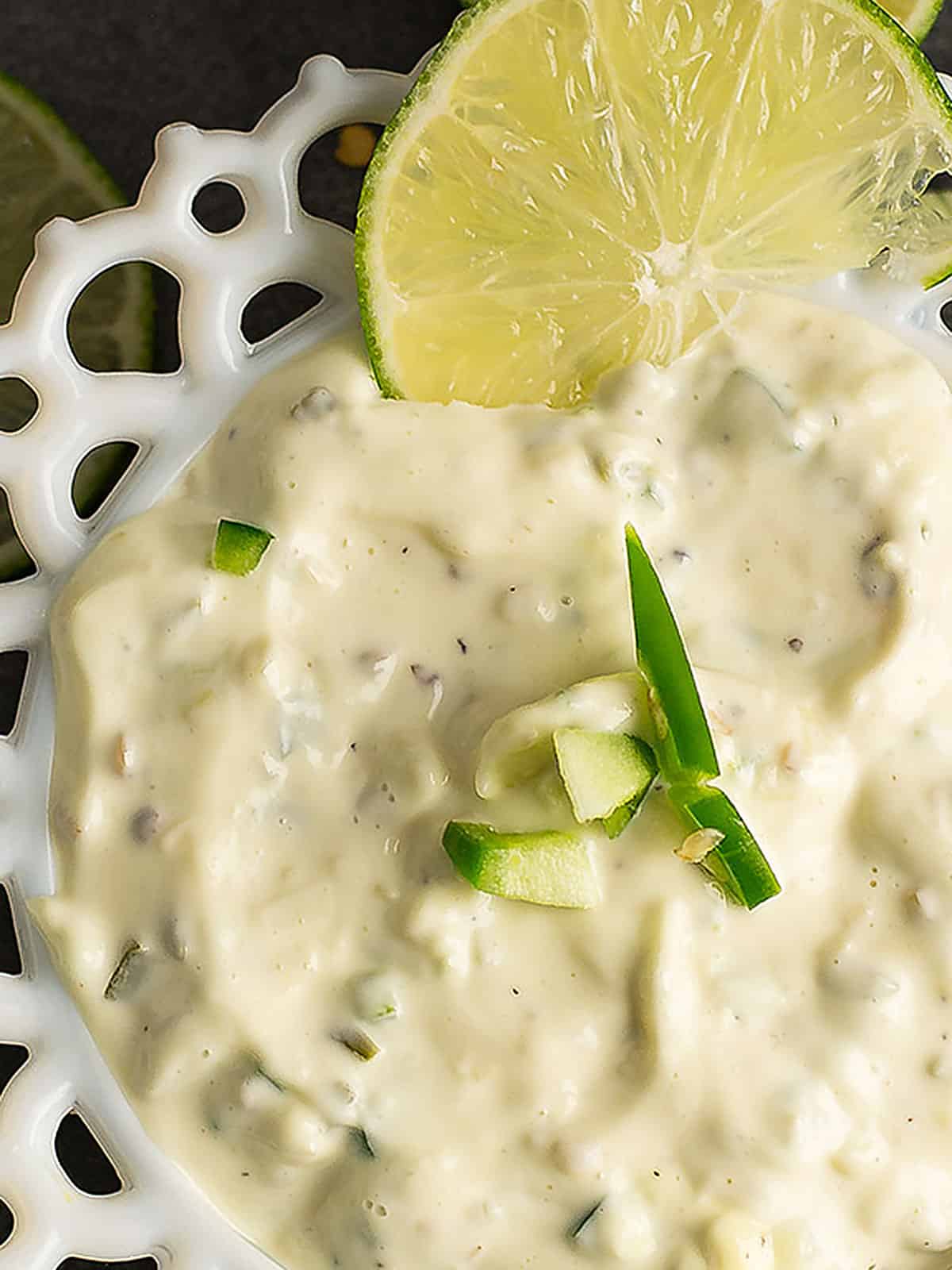 Spicy jalapeno aioli served over the dining table