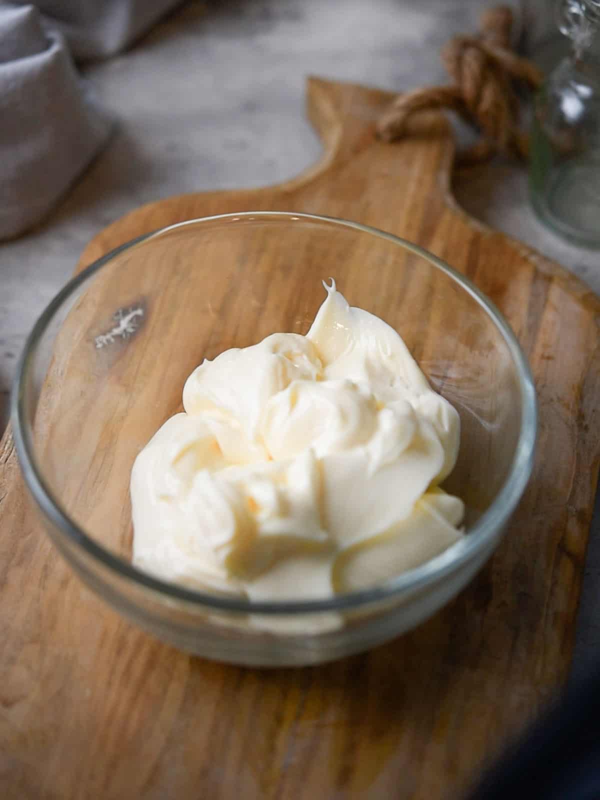 add mayonnaise into the bowl