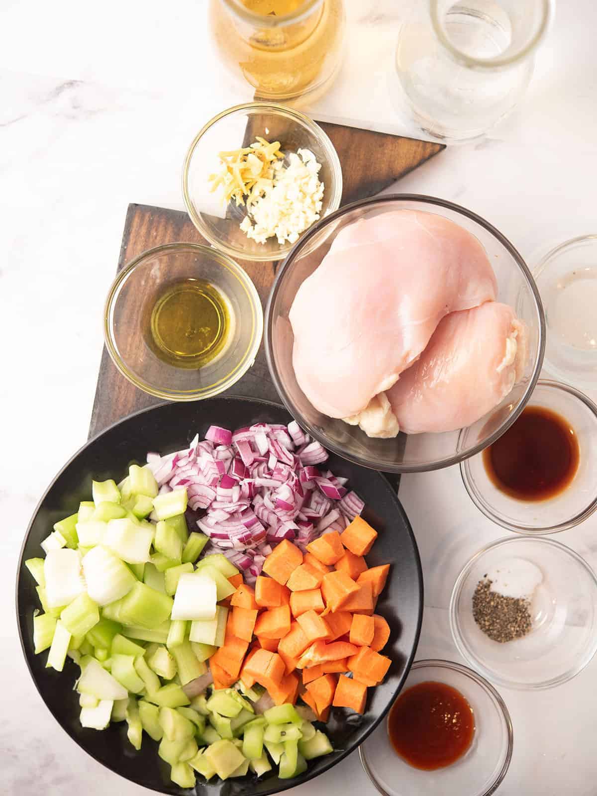 Asian inspired spicy chicken noodle soup ingredients