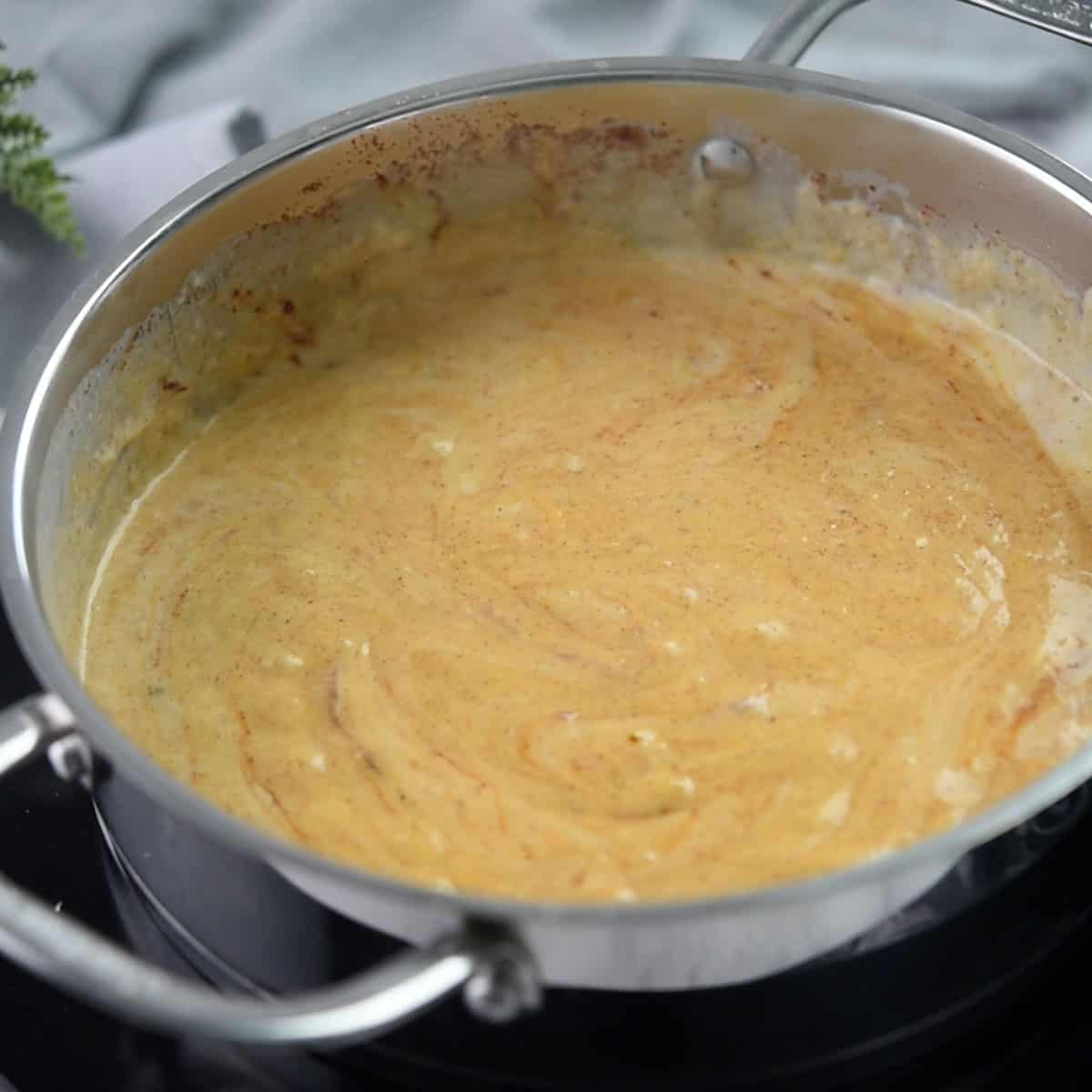 spicy cheesy sauce is getting ready