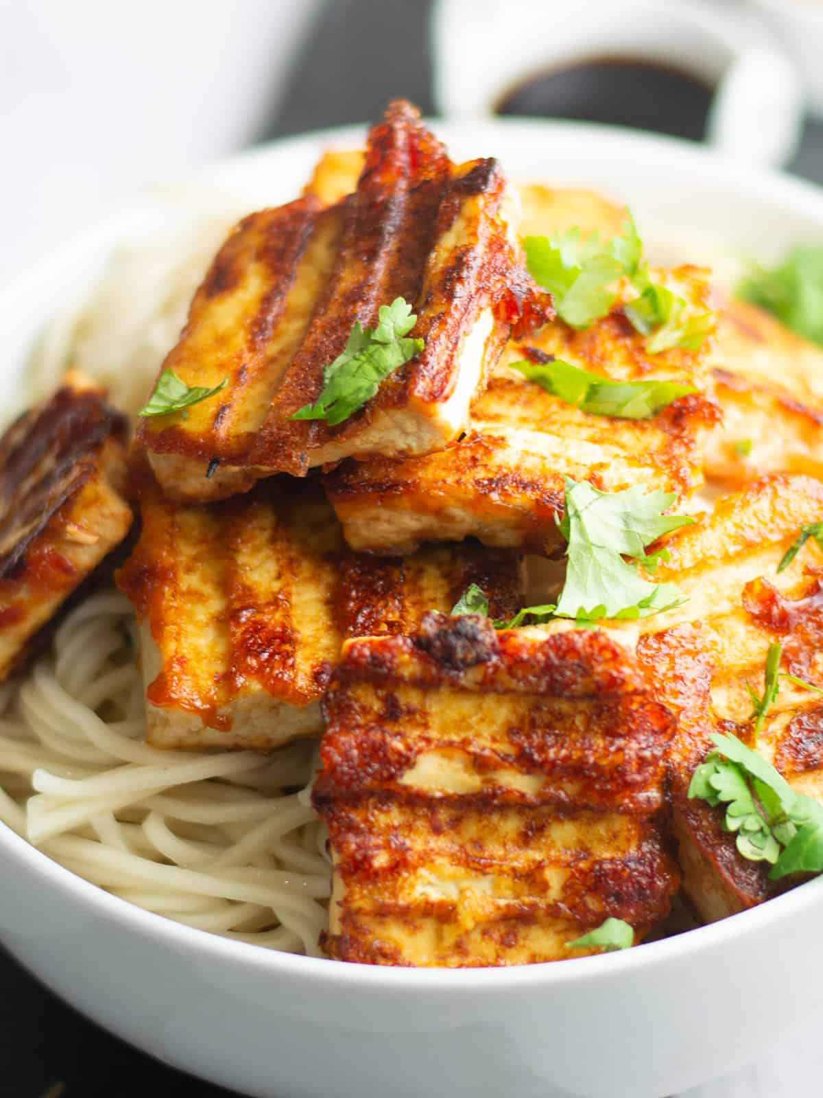 spicy grilled tofu with noodles!