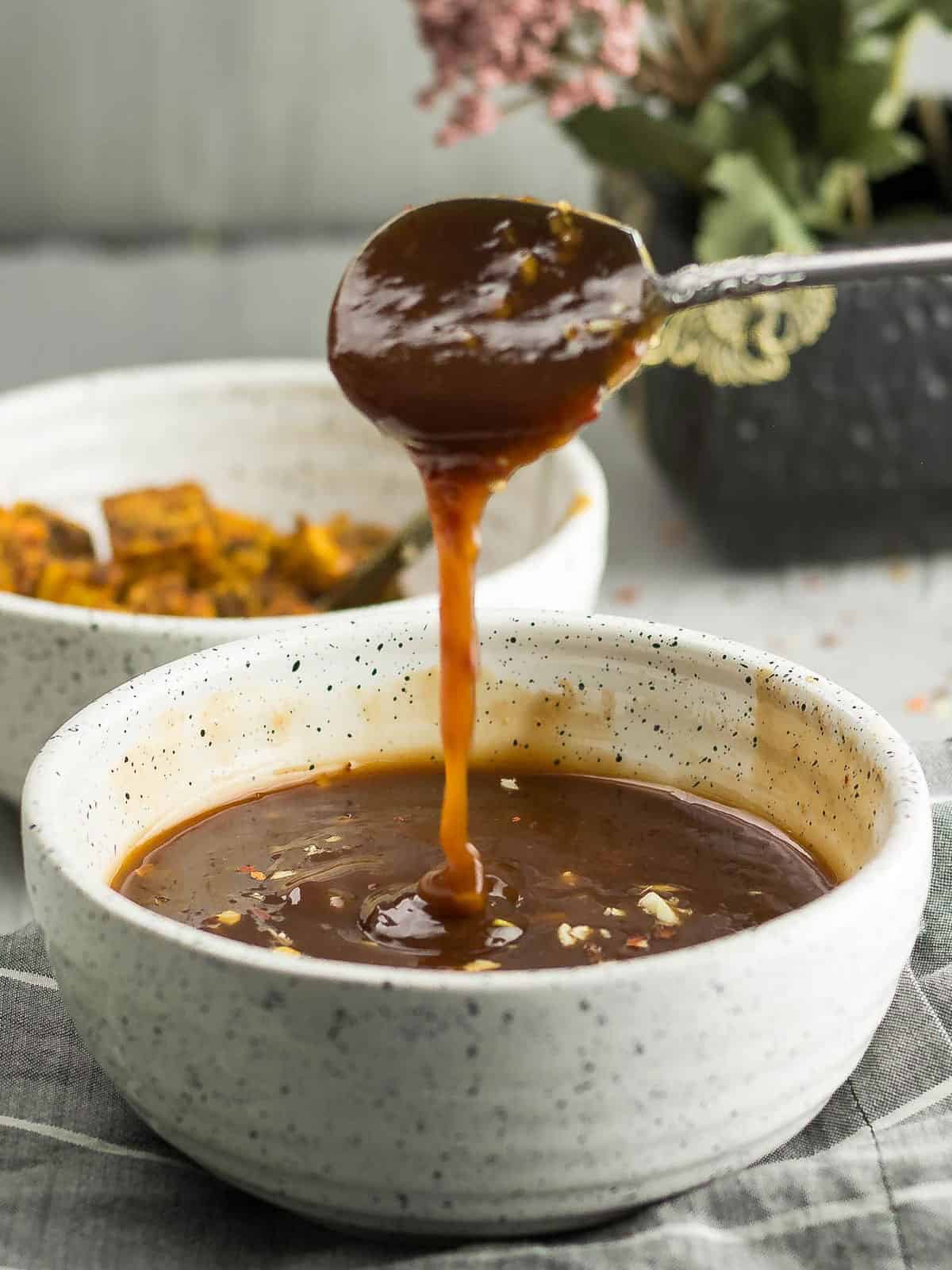 Asian zing sauce drizzled over with glossy texture