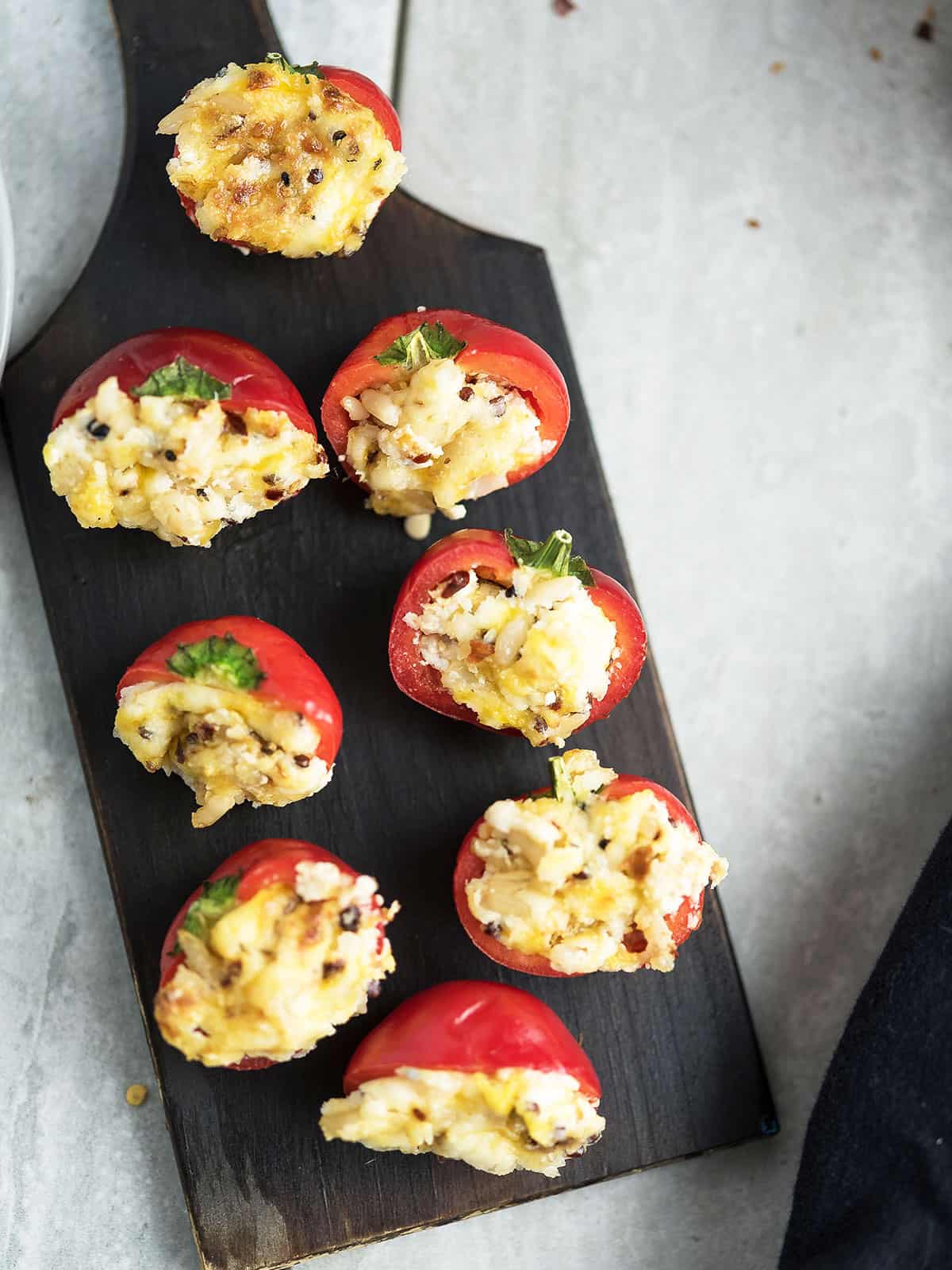 bake the stuffed cherry peppers in a tray