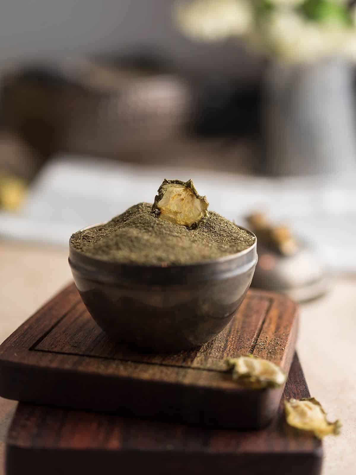 Delicious homemade pickle powder in a jar