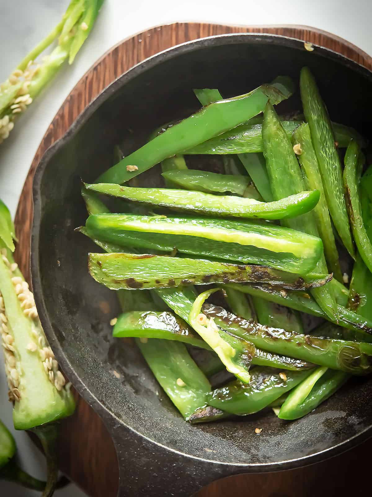 Delicious sauteed jalapeno served in a bowl, garnished and ready to enjoy.