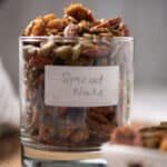 spicy nuts in a glass jar