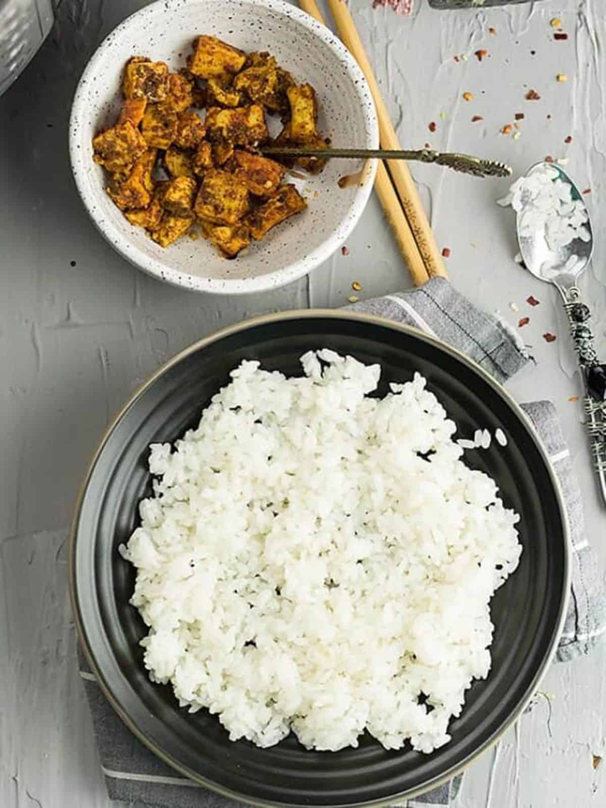 cooked sushi rice on a plate