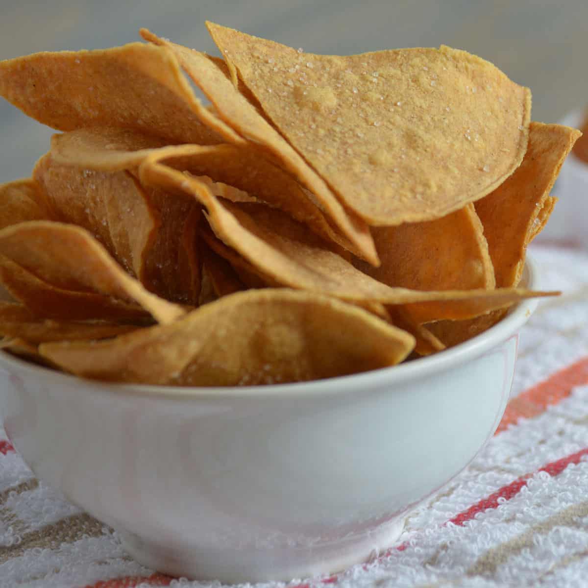 Bowl of spicy tortilla chips served with salsa.