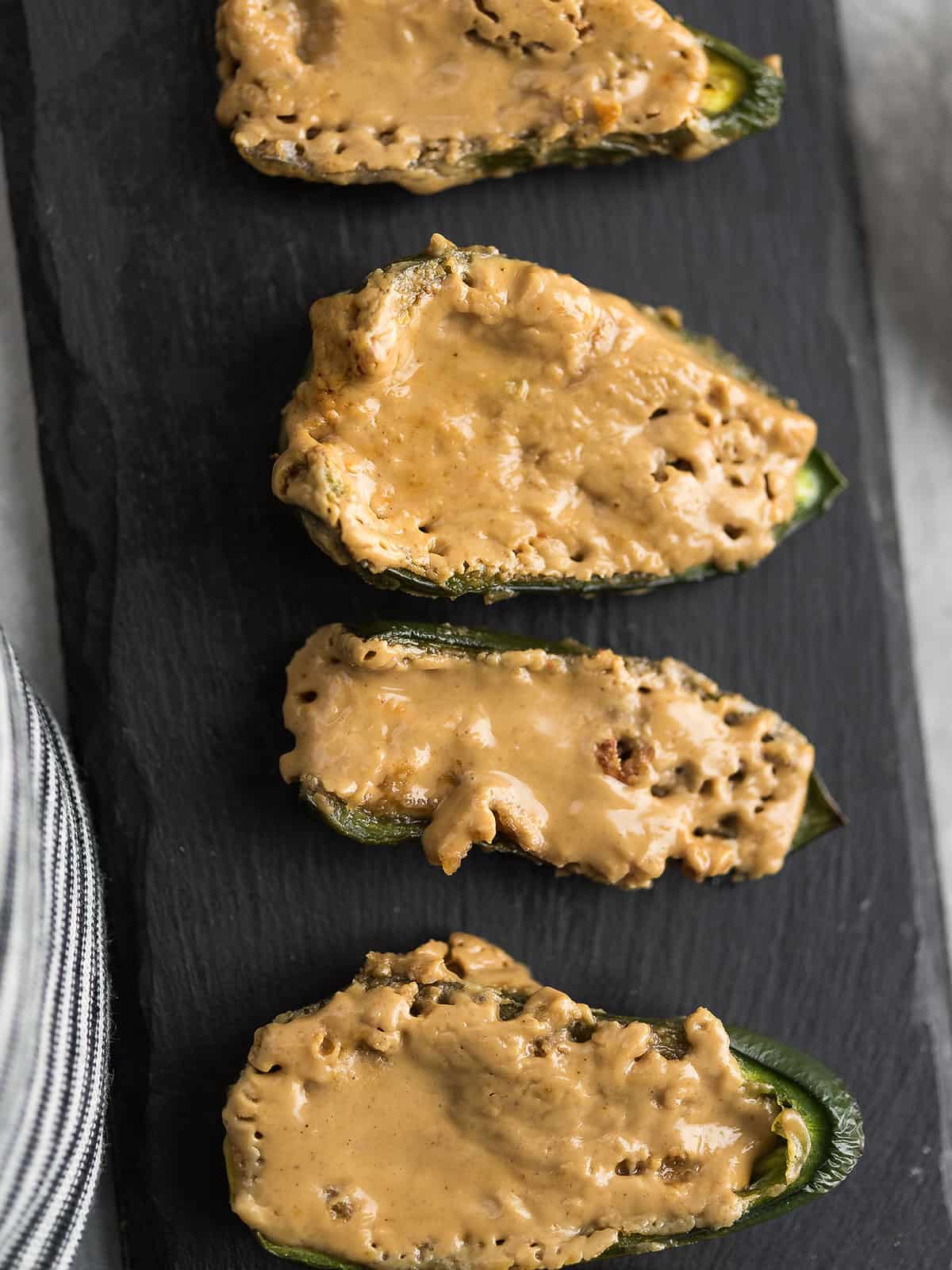 peanut butter stuffed jalapenos arranged for a party