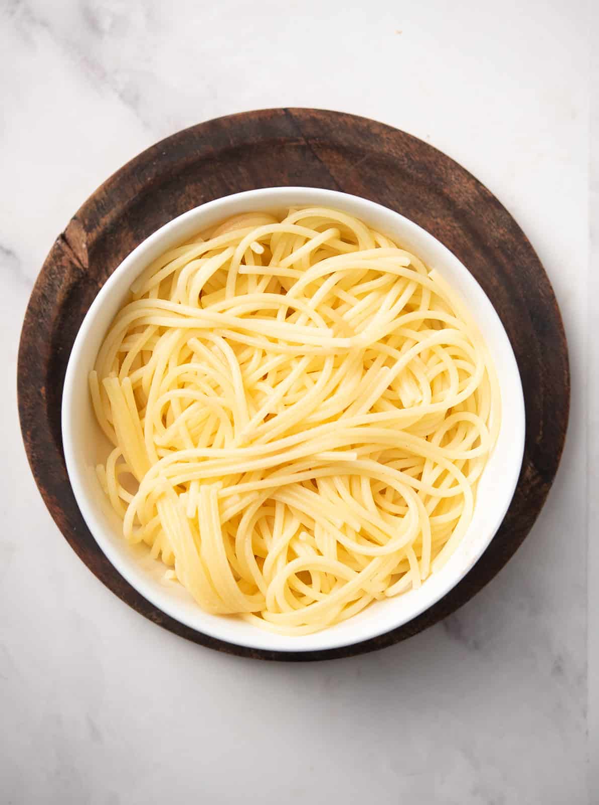 cooked pasta in the bowl