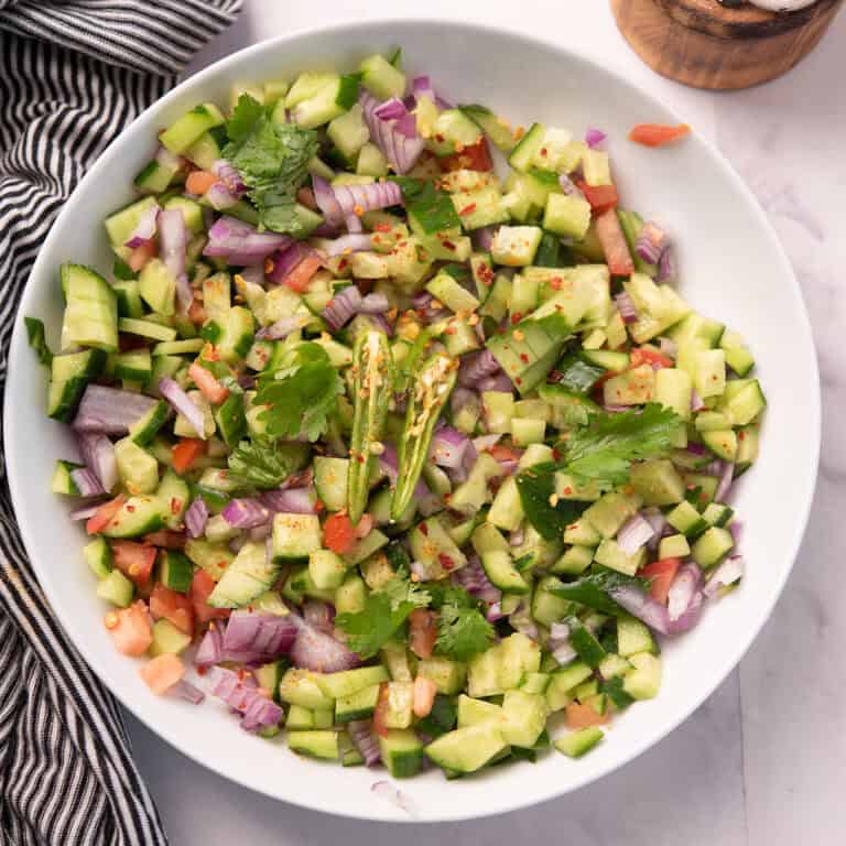 indian cucumber salad is ready and serve in a bowl