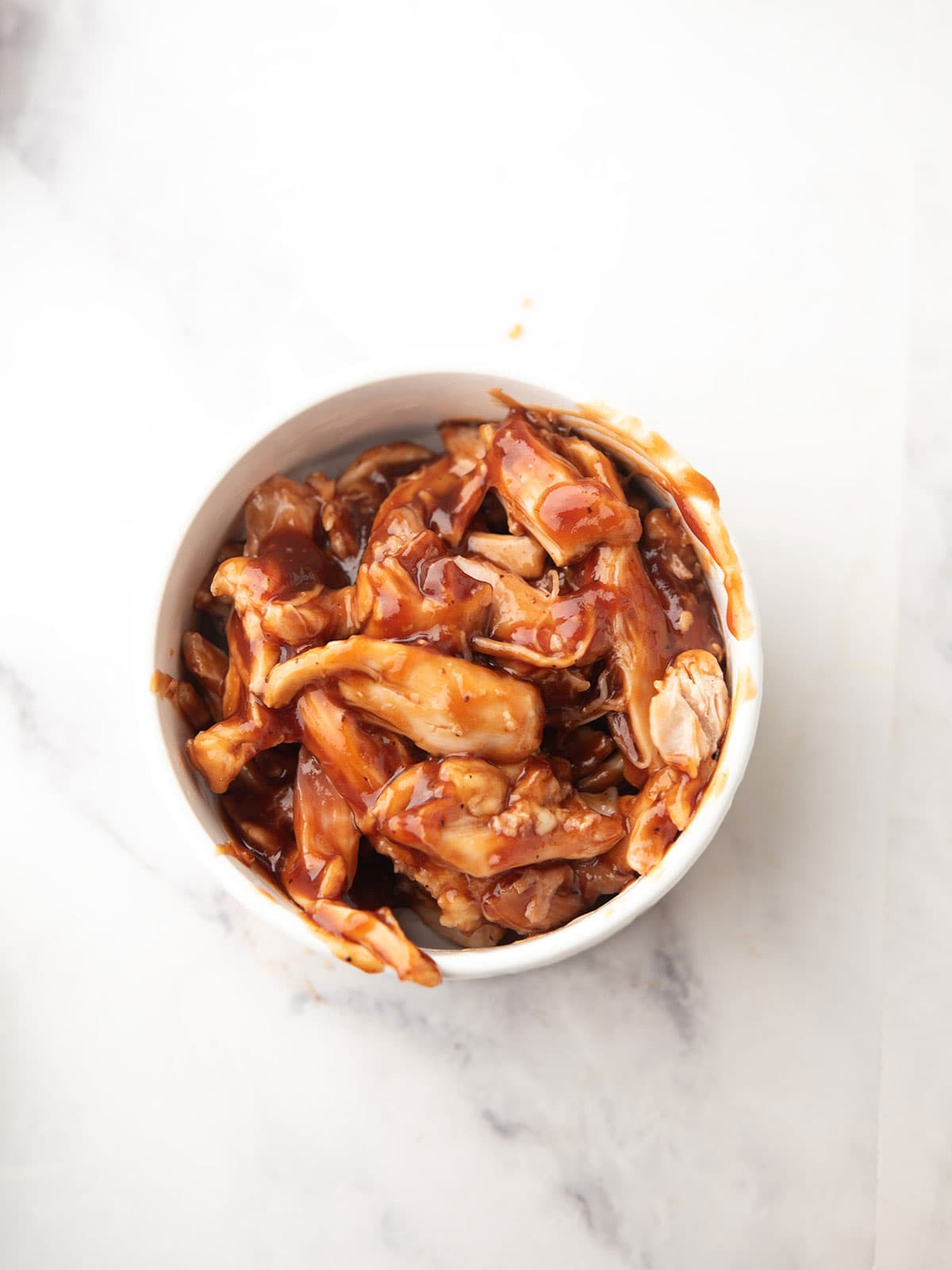 chicken are coated with the bbq sauce
