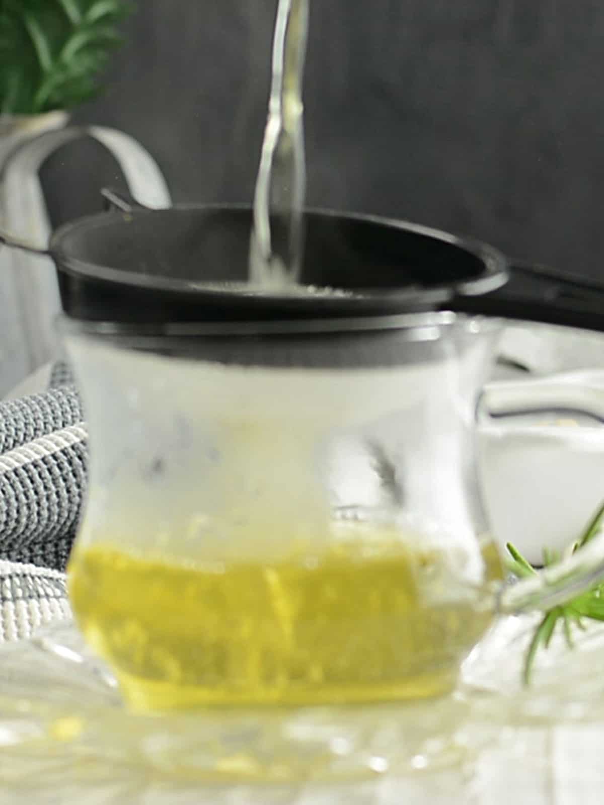 straining the tea