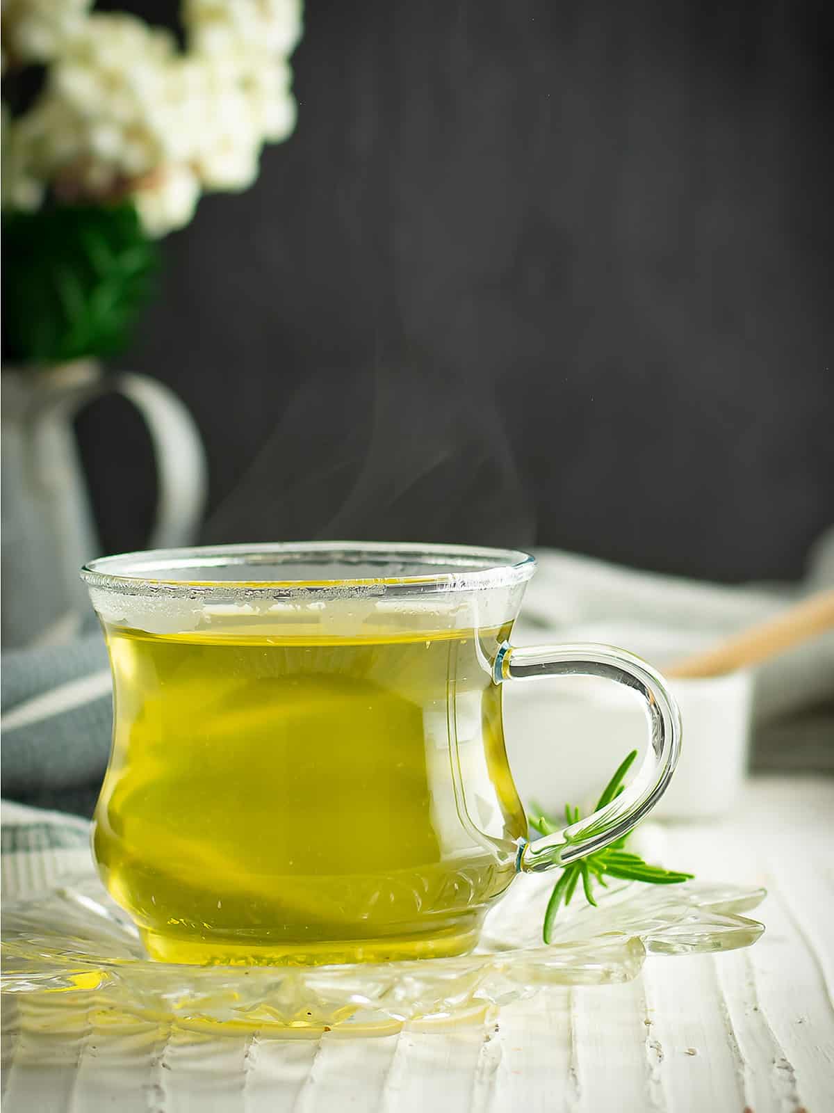 fennel served in a glass tea cup to drink
