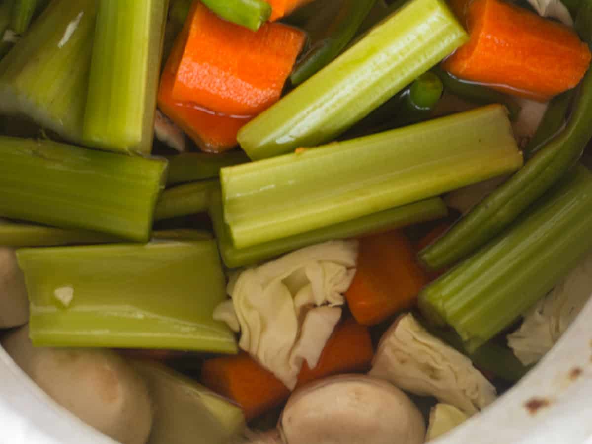 Chopped vegetables ready for Hibachi soup preparation