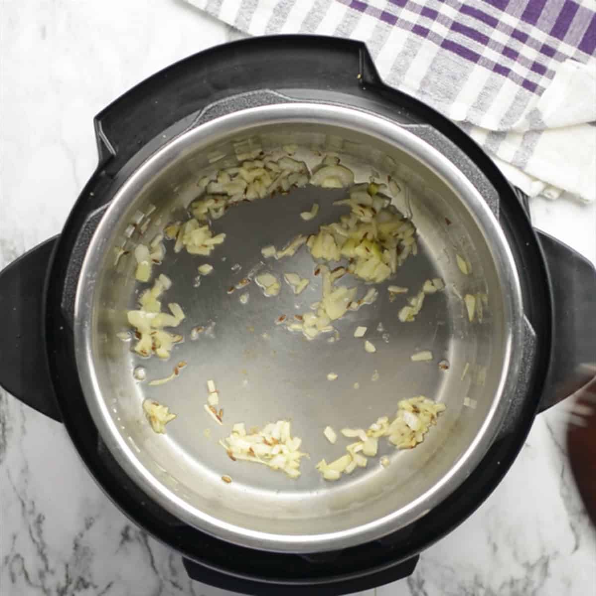 onion is sauteed with cumin seeds