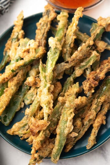 texas toothpick is coated with a flavorful batter and served with a dipping sauce