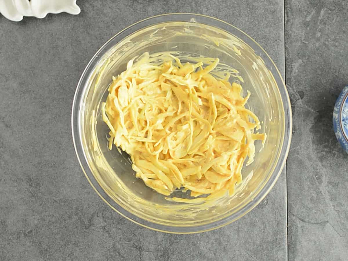 combining all the ingredients together in a bowl