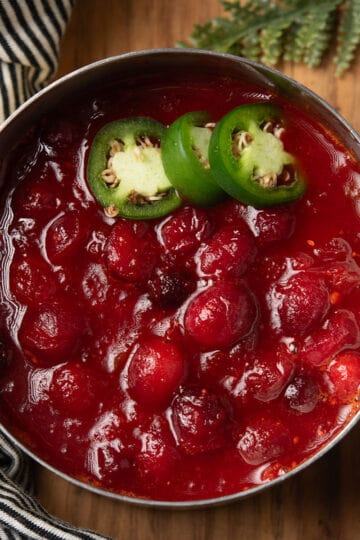 Spicy and sweet: Jalapeño Cranberry Sauce is a delicious, quick, for Thanksgiving!
