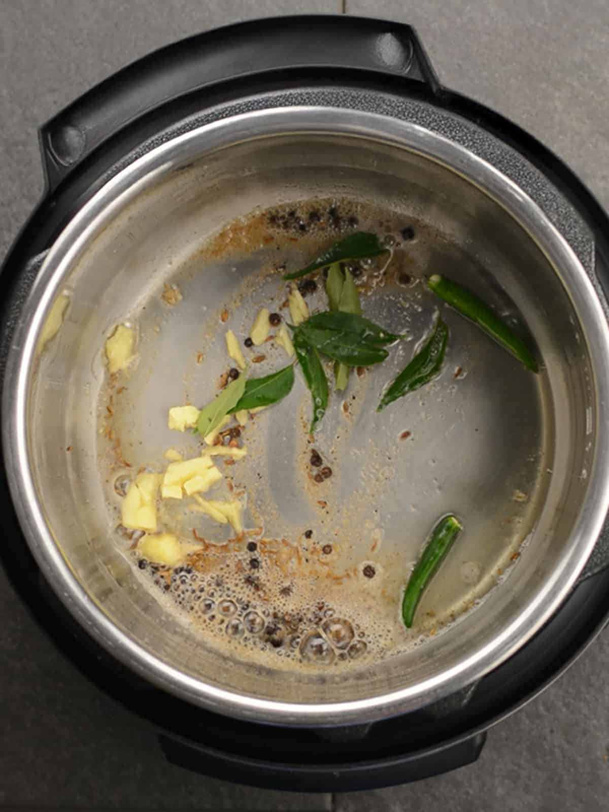 seasonings added to the instant pot