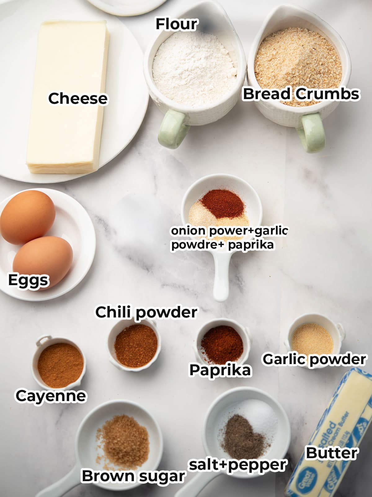 ingredients for the chili's copy cat Nashville mozzarella sticks in the counter top