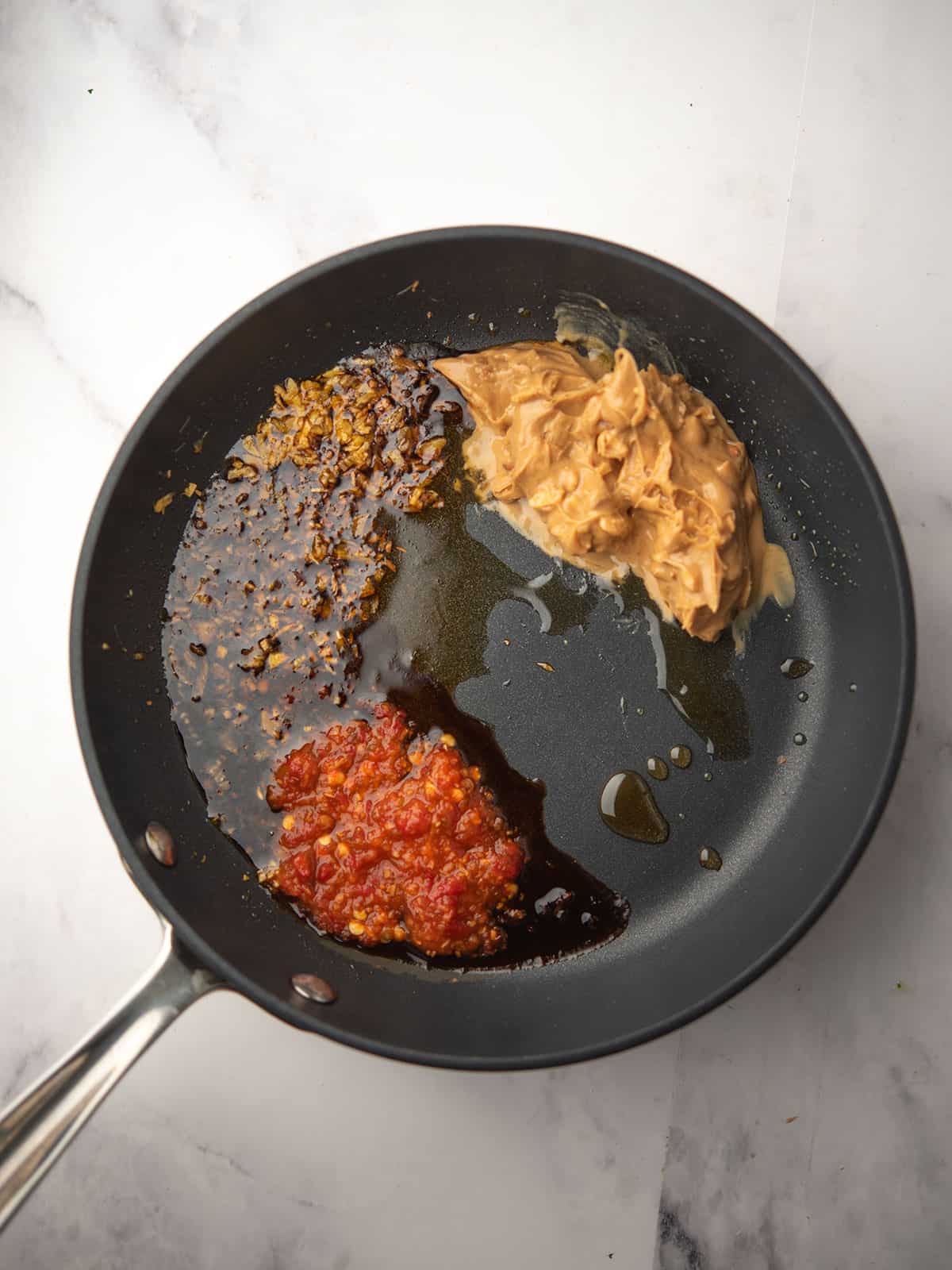 adding all sauces with peanut butter