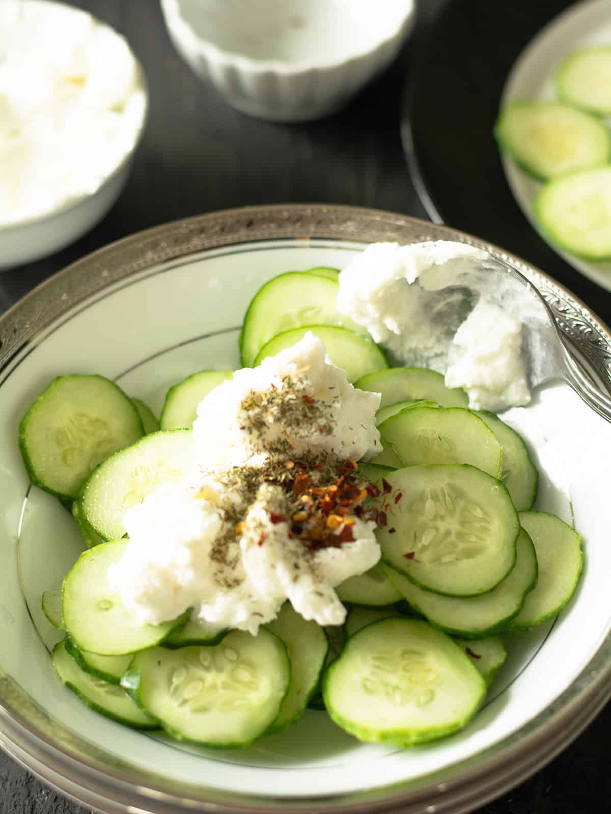 adding dill and spices