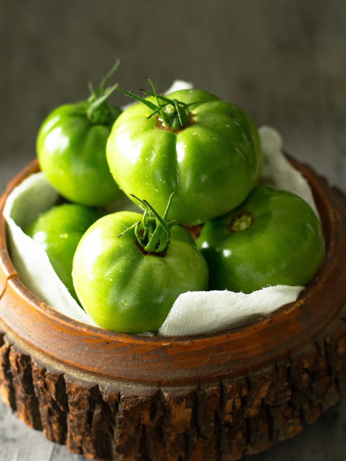 fresh green tomatoes for prepping