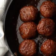 Delicious Pineapple BBQ Sauce drizzled over meatballs