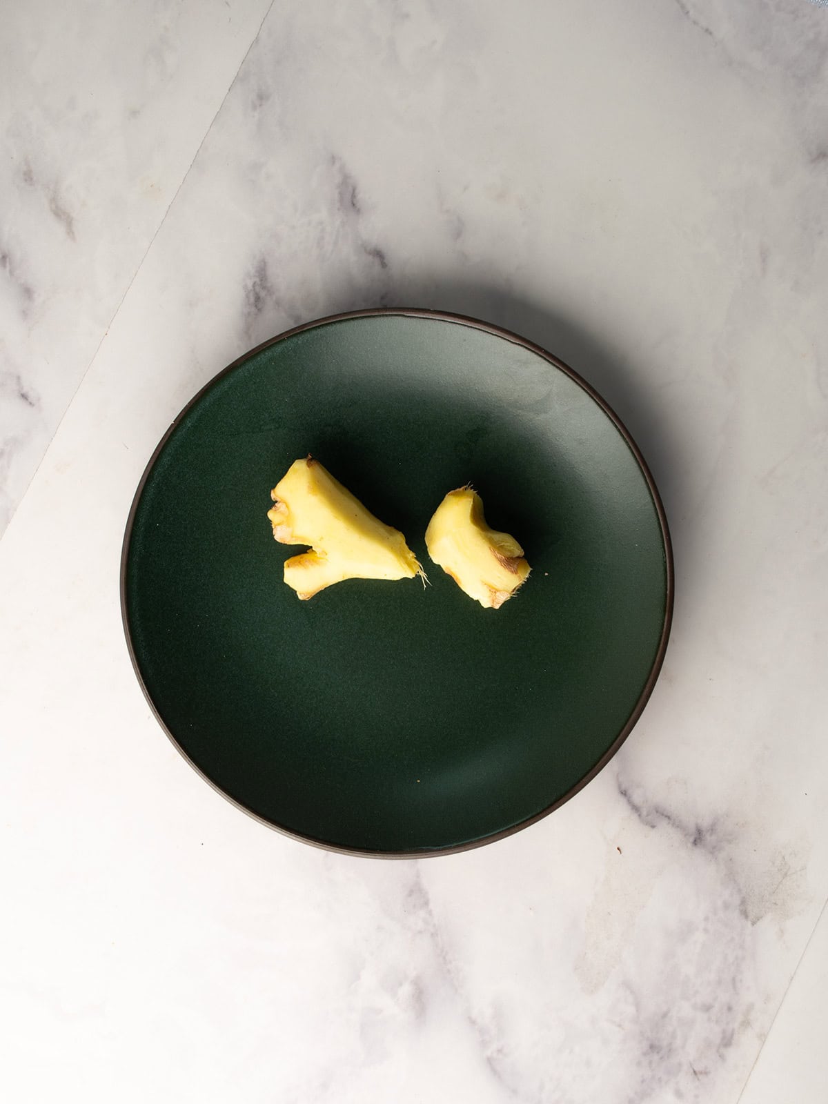 peeling fresh ginger