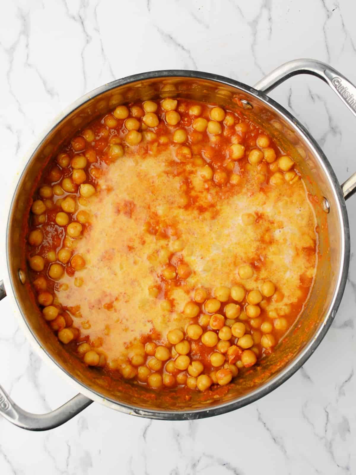 almond milk added to the curry