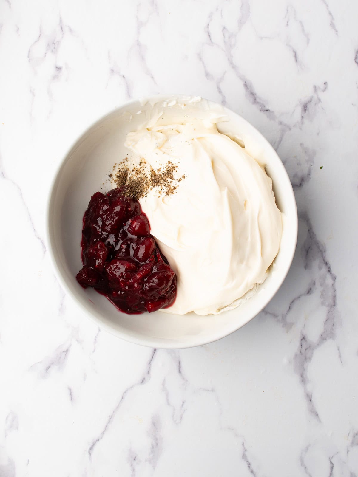 all the ingredients added to the bowl
