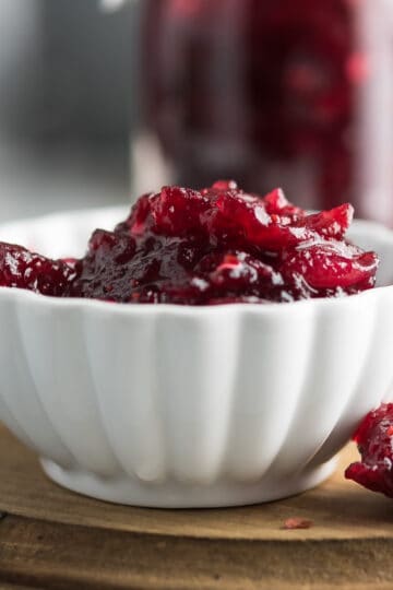 cranberry jalapeno jam served in a bowl
