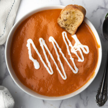 tomato soup with canned tomatoes a close view