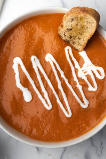 tomato soup with canned tomatoes a close view