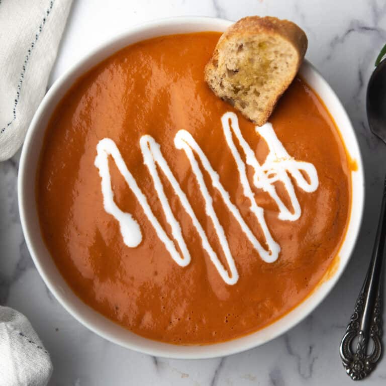 tomato soup with canned tomatoes a close view