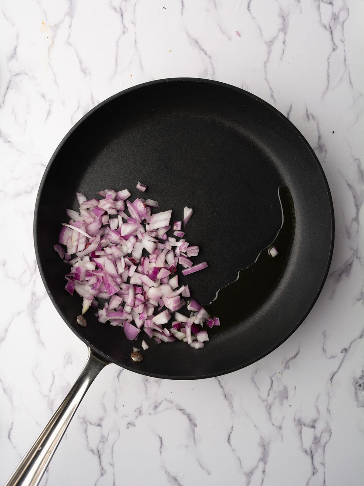 chopped onion in the pan