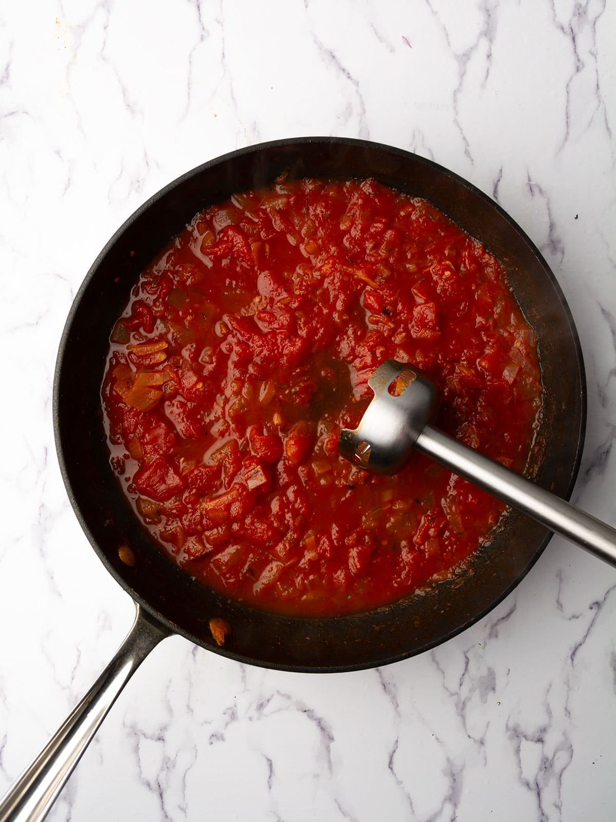 crushed with a blender