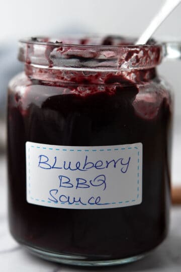 blueberry bbq sauce stored in a jar