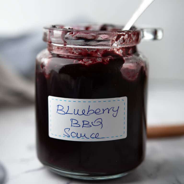 blueberry bbq sauce stored in a jar